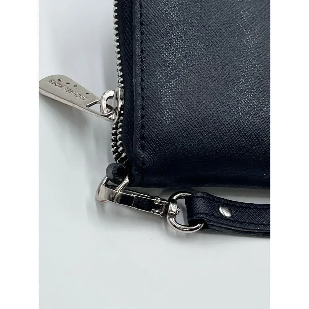 Michael Kors Zip-around Continental Black‎ Genuine Leather Jet Set Wallet